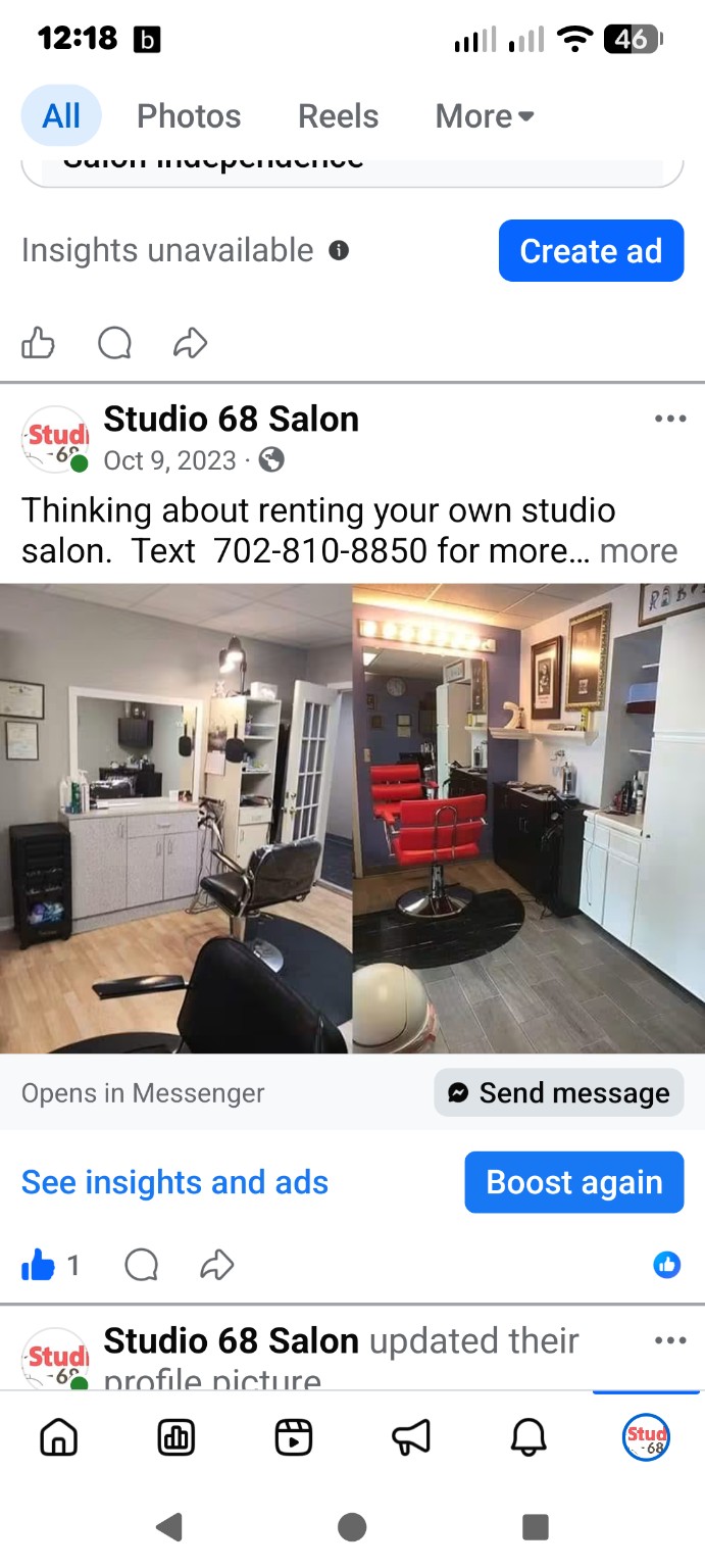 A former tenant's room with a styling chair and cabinetry